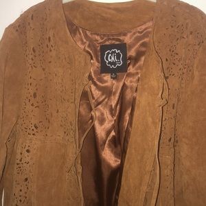 CHI...LOVELY! CINNAMON SUEDE CUTOUT JACKET W/2 SIDE POCKETS